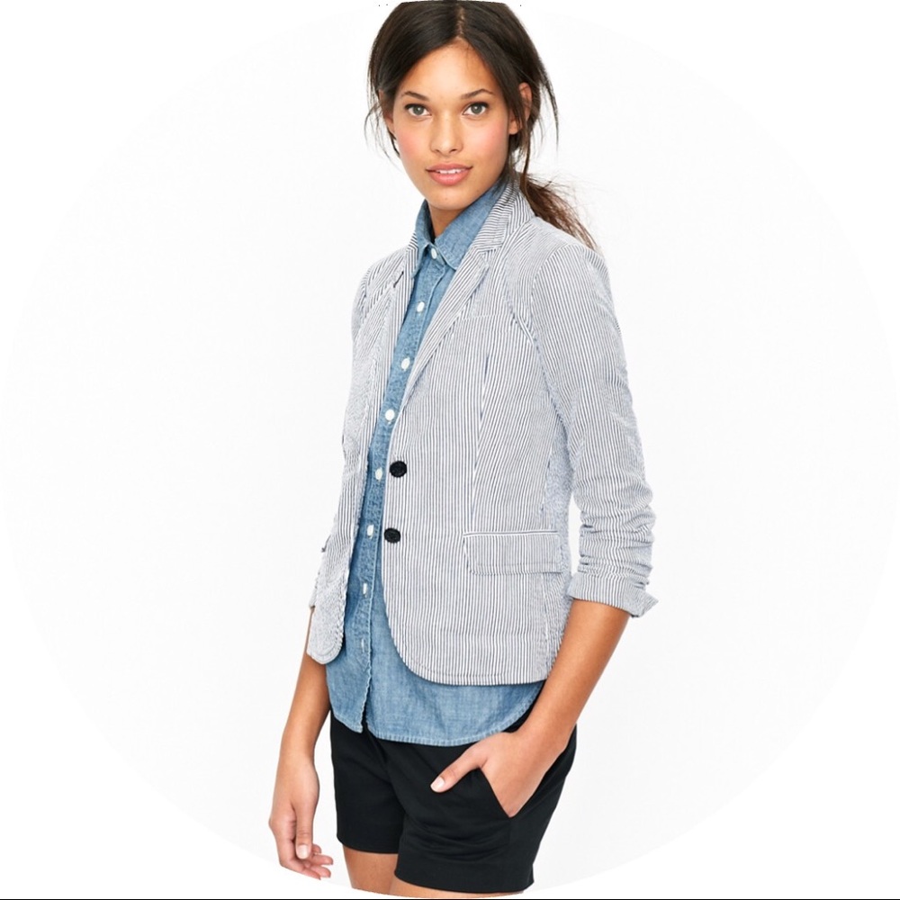 J. Crew Seersucker Schoolboy Blazer